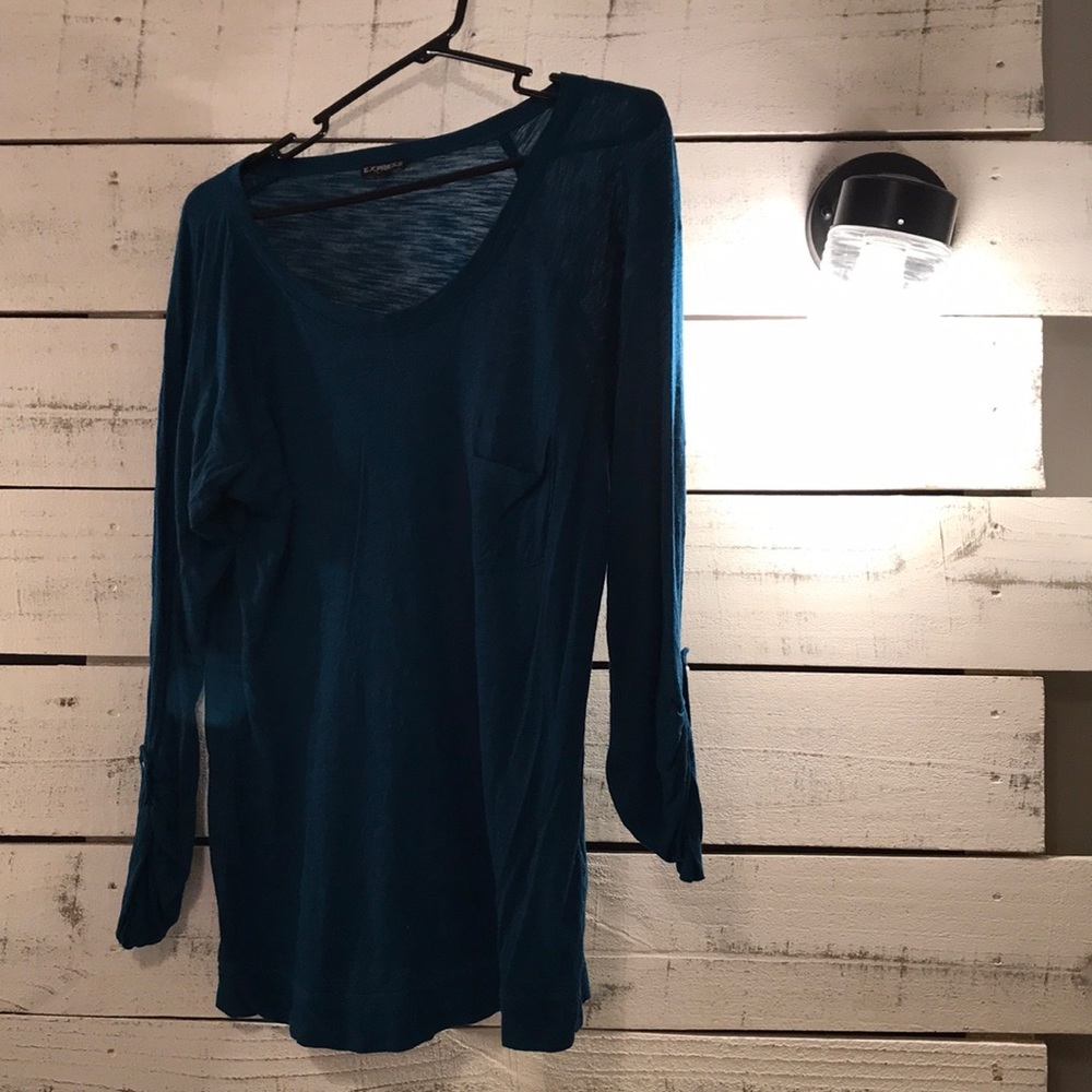 Express blue casual long sleeve top